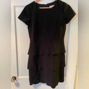 LOFT scallop detail black dress